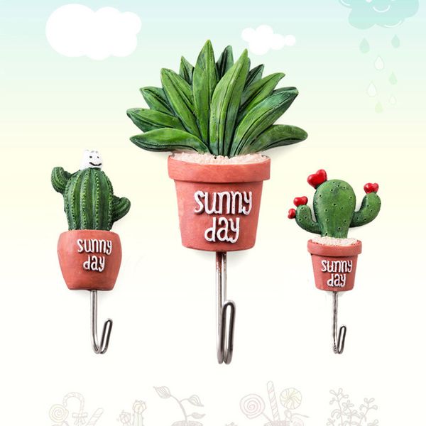 

adorable simulation succulent plants modeling hooks strong sticky self-adhesive wall hook hanger suitable for anywhere hook