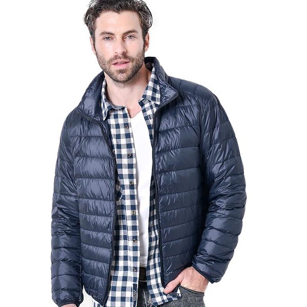 

2019 winter new light down jacket coat for men stand collar slim large size 5xl casual short coat men doudoune homme, Black
