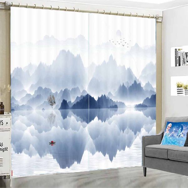 2019 3d Artistic Ink Landscape Window Curtains Living Room Bedroom