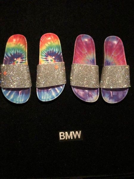 

2020 women waterproof platform thick bottom rhinestone slippers candy-colored beach sandals outdoor wild fashion ladies, Black