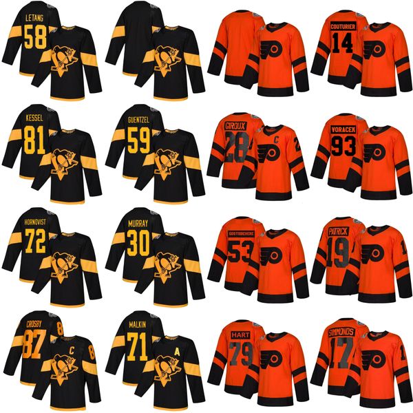 

2019 stadium series pittsburgh philadelphia flyers hockey jerseys 30 matt murray 17 wayne simmonds 93 jakub voracek 19 nolan patrick jerseys, Black;red
