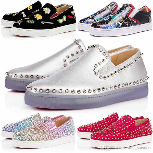 

luxuy designer sneakers red bottom shoe low cut suede spike shoes for men women shoes party wedding crystal fashion leather sneakers