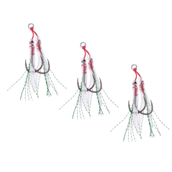 

3pcs fishing assist hooks hi-carbon steel jigging assist fishing hooks with pe line