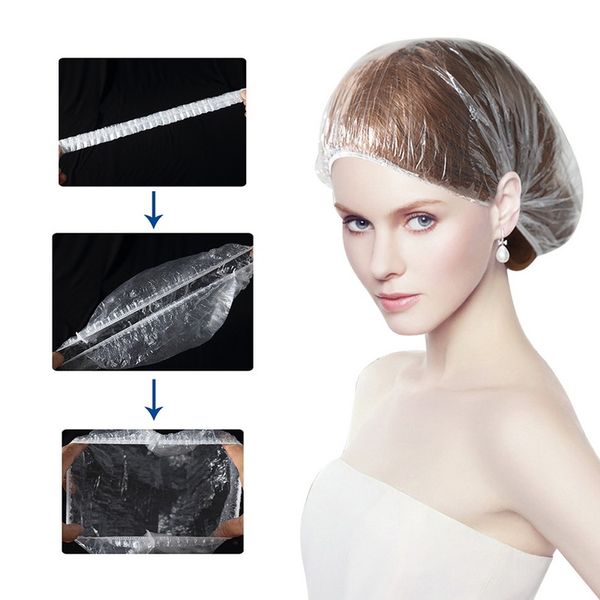 

disposable shower cover 100 pcs - multi-purpose thickening elastic bath cap plastic waterproof clear shower cover bath shower ha