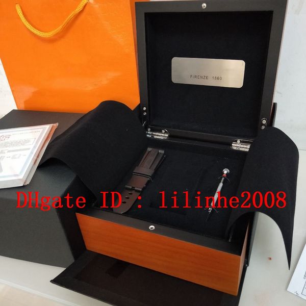 

luxury pam 1950 watch wood boxes rubber strap original box papers handbag used pam 441 438 507 604 616 women watch mens watches, Black;blue