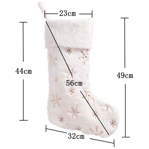 

22 inch plush snowflake christmas gift socks for home decoration xmas stockings fireplace socks