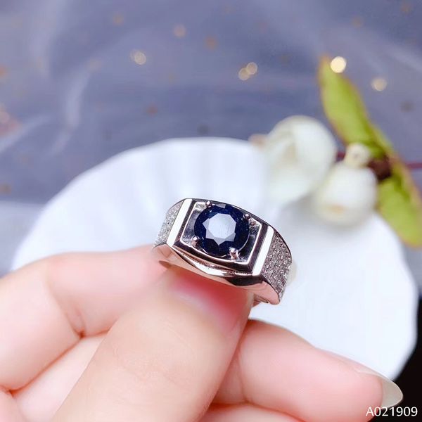 

kjjeaxcmy boutique jewelry 925 sterling silver inlaid natural sapphire gemstone ring men support detection noble, Golden;silver
