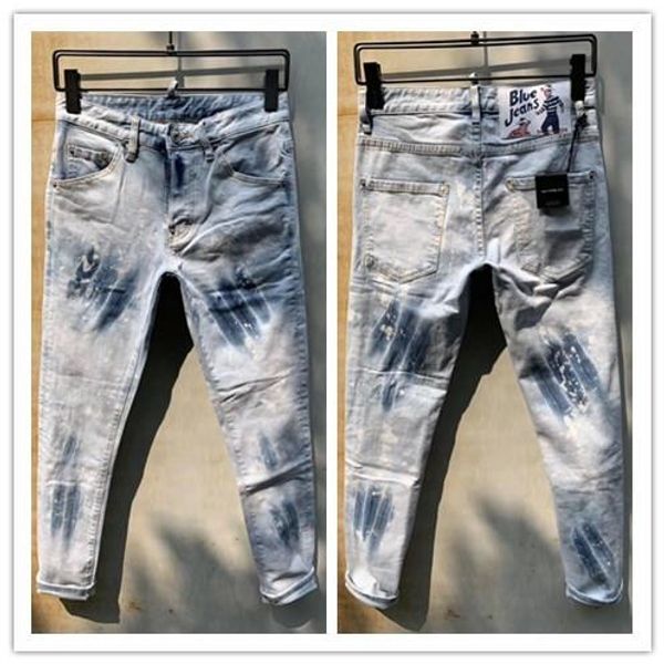 

2019, новый бренд моды европейских и американских летних мужчин носить джинсы мужские случайные джинсы 908, Blue