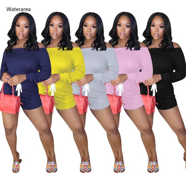 

summer women romper elastic solid off shoulder long sleeve sashes waist bodycon jumpsuit night club party playsuit outfits, Black;white