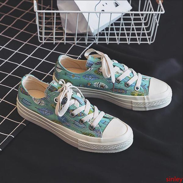 

new women casual sneaker beige green mesh feathers graffiti fashion womens outdoor cloth shoes size 36-39