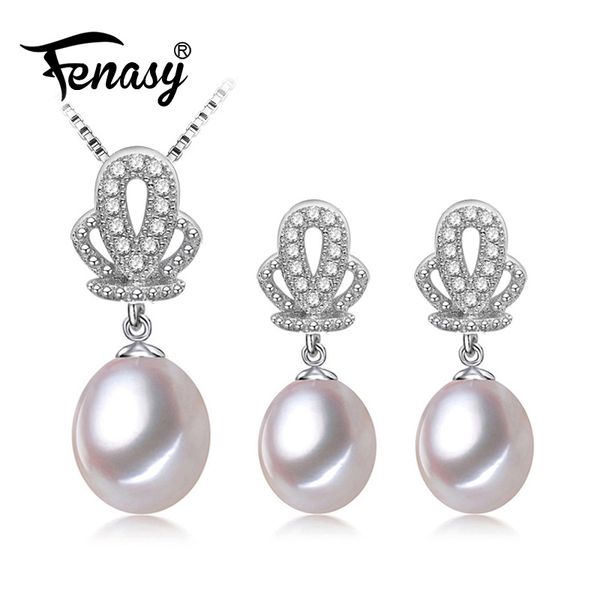 

fenasy crown jewelry sets,black white pearl earrings and necklaces for women friends pendant,bridal jewelry sets