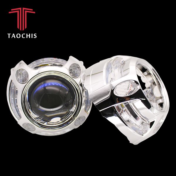 

taochis yt106 3.0 inches bi xenon projector lens shroud led drl jg car headlights chrome angel eyes white red blue yellow color