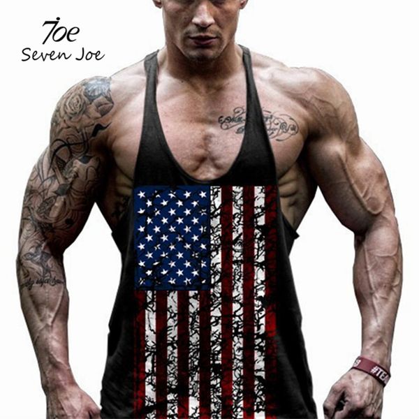 

seven joe .summer men usa flag mens tank vest raglan tank workout men muscle bodybuilding tank top, White;black