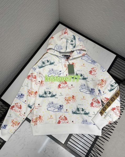 

high end women girls oversize hooded sweatshirt multicolor cartoon letter print long sleeve blouse shirt fashion design pullover, Black