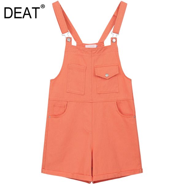 

deat] loose fit women orange red pocket jumpsuit new high waist pocket stitch pants fashion tide spring summer 2020 13r437, Black;white