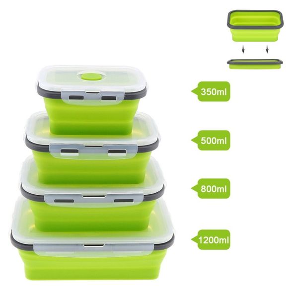 

выдвижной складной силиконовый bento box складная lunch box силиконовые емкости для хранения пищи микроволновая печь пикник bento box
