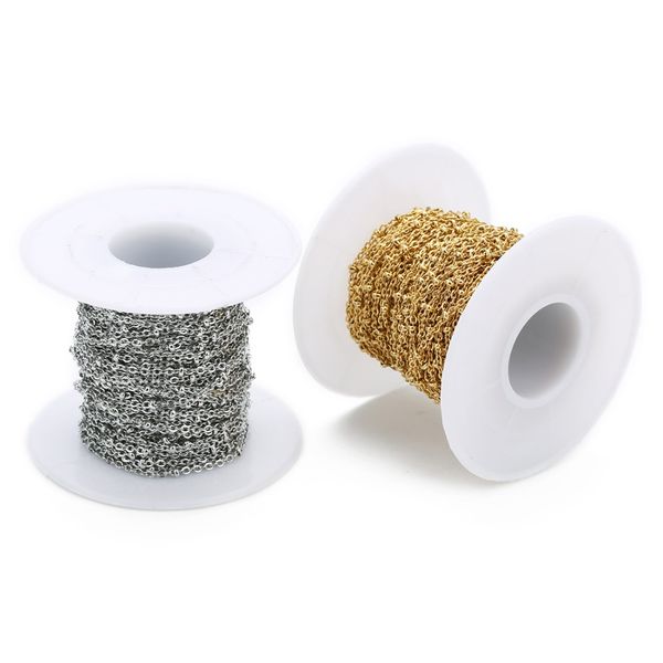 

Whole ale 10 yard lot tainle teel atellite ball bead older flat cable chain ilver gold color link diy jewelry bulk chain