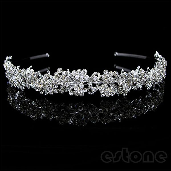 

Fashion Bridal Wedding Hair Accessories Stunning Twinkling Full Crystal Flower Leaf Wedding Bridal Flower Girl Tiara Headband