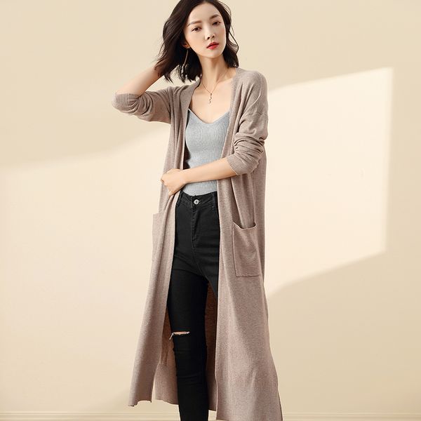 

new women's cashmere spring and autumn v-neck cardigan sweater shoulder sweater slim fit bottoming knit cardigan, White