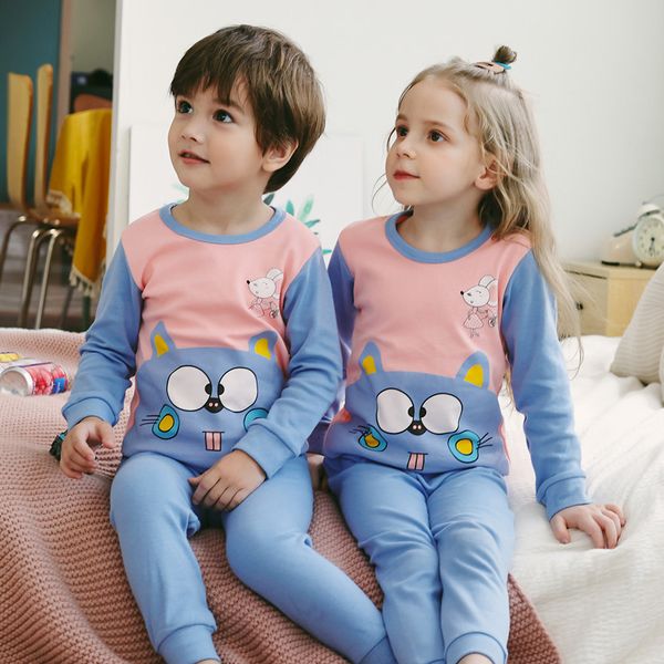 

LOOZYKIT Baby Kids Pajamas Sets Boys Cotton Sleepwear Suit Autumn Girls Long Sleeve Pijamas Tops+Pants 2pcs Children Clothing