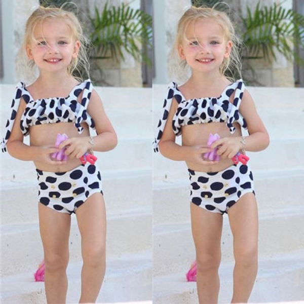 

baby kids girls polka dot two-piece swimsuit little girl tube bikini swimsuits swimwear beachwear bathing suit costume