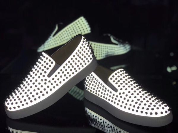 

super quality men's loafers shoes red bottom night glow pik full spiked boat shoes for men's flat sneakers men's low cut luxu, Black