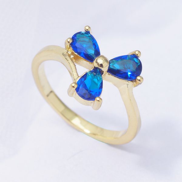 

2019 new fashion flower jewelry water drop blue zircon gold color wedding rings for women, Slivery;golden