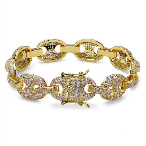 

man button chain hollow out hip hop with chaoren bracelet, Golden;silver