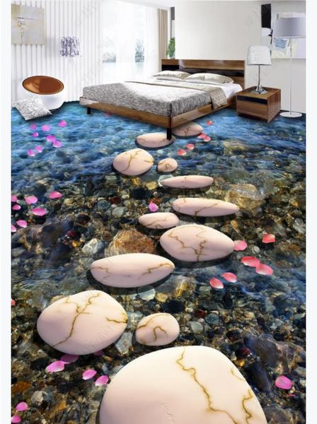 

custom p flooring wallpaper 3d wall stickers modern stone path cobblestone flower 3d floor three-dimensional painting walls papers home deco