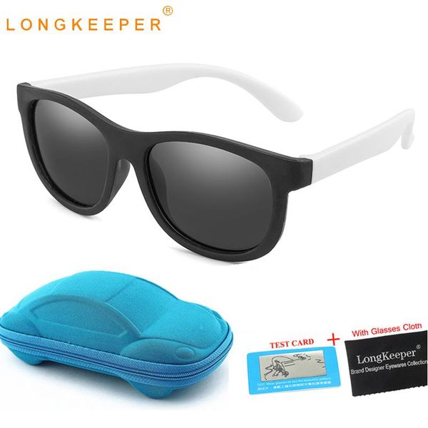 

longkeeper kids sunglasses polarized boys girls sun glasses uv400 baby mirror eyewear flexible silicone glasses with case, White;black