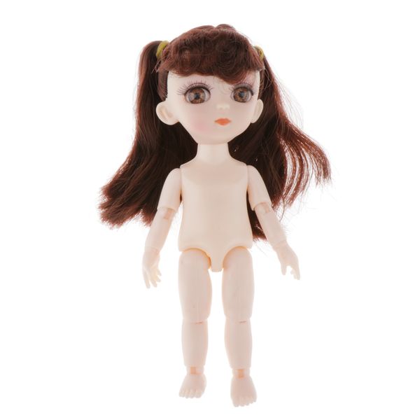 

movable nude 13 joints doll nude body painting model diy with brown braid