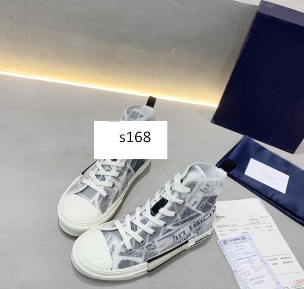 

original box men b23 oblique high-sneaker technical leather vintage platform women high-canvas shoes trainers runner sole size 42, Black