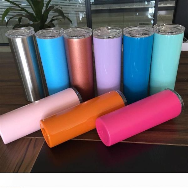 

новый выпущенный 20oz нержавеющей стали тощий tumbler вакуумной изоляцией straight кубок пива кружка кофе очки с крышками и соломка cca10386
