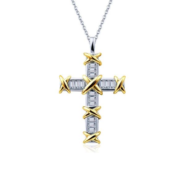 

2020 new arrival unique ins luxury jewelry 925 sterling silver princess cut z cross pendant party women wedding link chain necklace gift