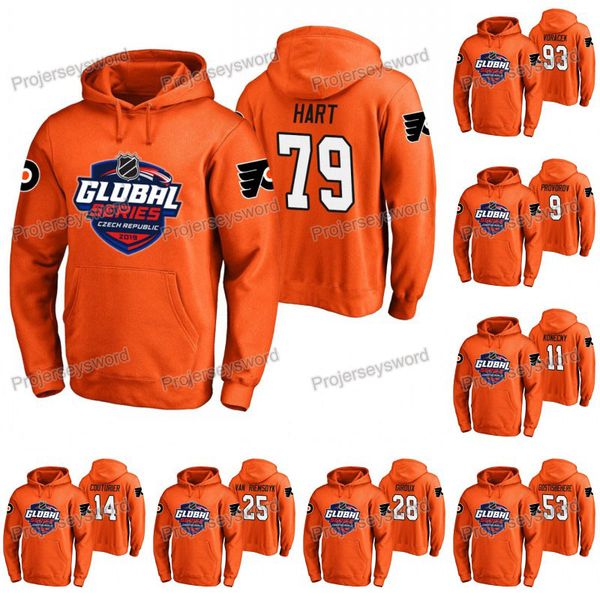

Philadelphia Flyers 79 Carter Hart 2019 Global Series Hoodie James van Riemsdyk Claude Giroux Shayne Gostisbehere Jakub Voracek Jerseys