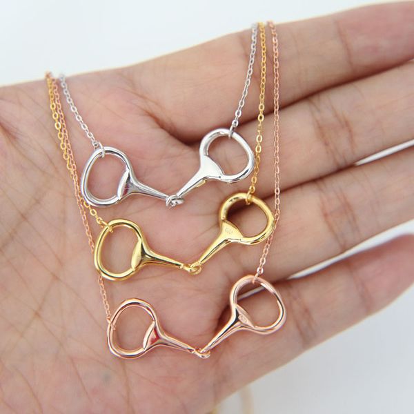 

2019 new fashion high polished snaffle bit equitation jewelry for women delicate 925 sterling silver horse lover silver necklace