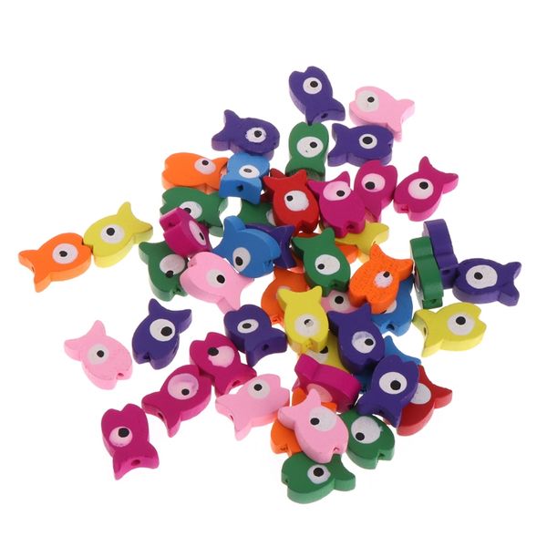 

50pcs/bag parrot toy diy wooden colorful fish accessories pet bird multipurpose
