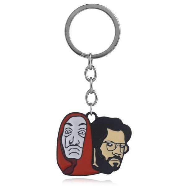 

spain tv show la casa de papel keychain the house of paper money heist professor funny key chain women men jewelry, Silver