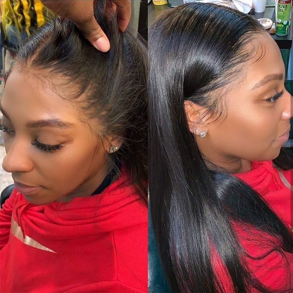 

carina lace front wig natural color straight full lace human hair wigs brazilian remy frontal wig pre plucked for black women