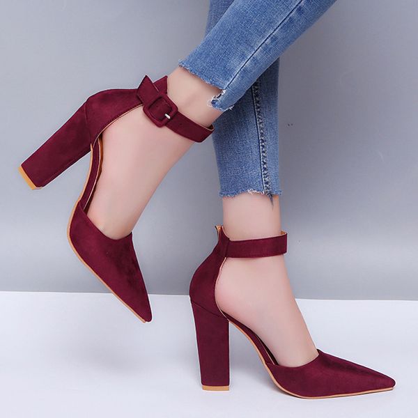 

summer sandals women high heel shoes women's shoes plus size 35-43 pointed thick heel classic sandals fashion sandalias, Black