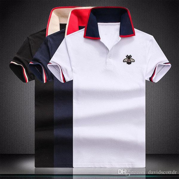 

luxury designer fashion classic men's bee striped embroidery shirt cotton mens designer t-shirt white black designer polo shirt male m