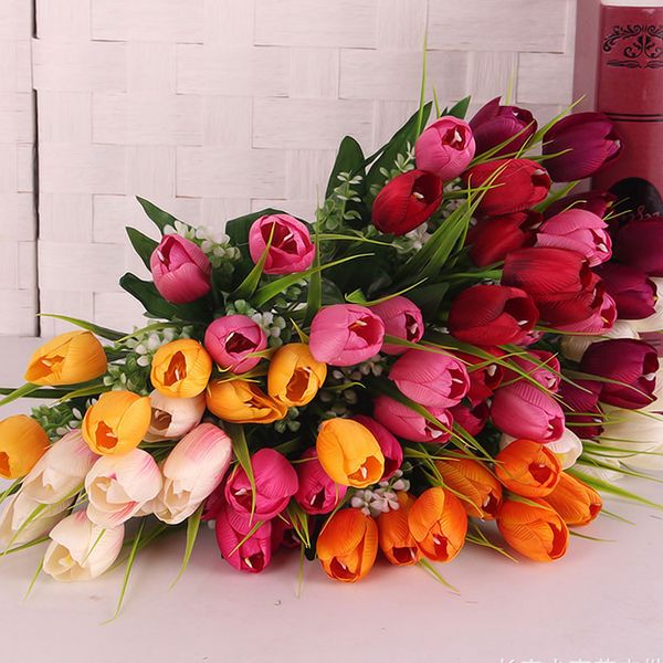 

artificial silk tulips flores 7 heads fake artificiales bouquets party artificial flowers for home party wedding decoration