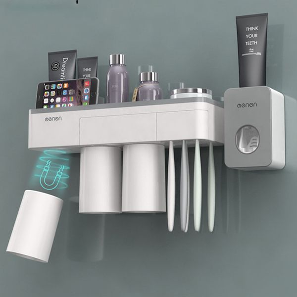 

magnetic adsorption cup inverted toothbrush holder set for makeup cleanser phone toothpaste storage