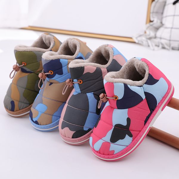 

winter children home shoes boys girls household cotton shoes kids short boots wooden floor bedroom warm slippers, Black;grey