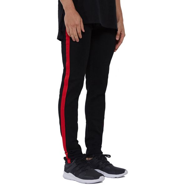 

europe and america large size fashion stripes slim fit men's jeans, Blue