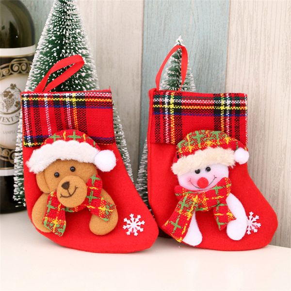 

new year 2020 christmas stockings gift bags santa sack santa snowman socks red hallmark christmas home decoracao kerstsokken #4