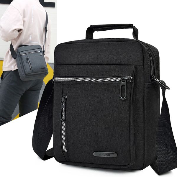 

men's business shoulder black diagonal cross bag traveling waterproof convenient zipper oxford cloth handbag 25cm * 20cm * 8cm