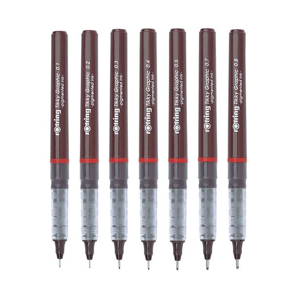 

germany rotring pigma micron fine pens 0.1 0.2 0.3 0.4 0.5 0.7 0.8mm smooth ink drawing pen sketch fine liner pens art supplies