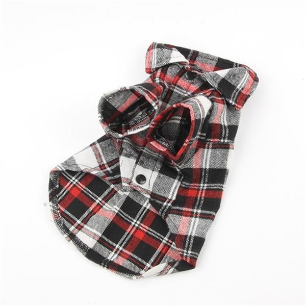 

Casual Small Pet Dog Puppy Plaid T Shirt Lapel Coat Tops Cat Jacket Clothes Apparel