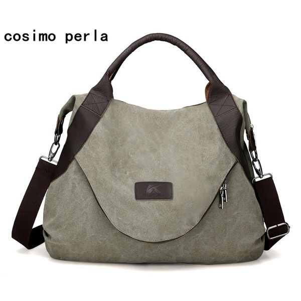 

kunzite large pocket casual tote shoulder canvas hobos bags big female messenger bags fashion shopping purses for women